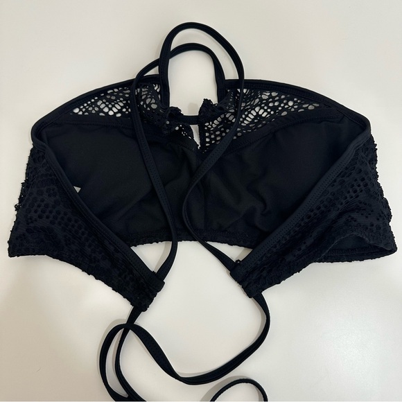 No Boundaries Womens Black Lace Halter Bikini Swimsuit Top Large (11-13) - Picture 5 of 7